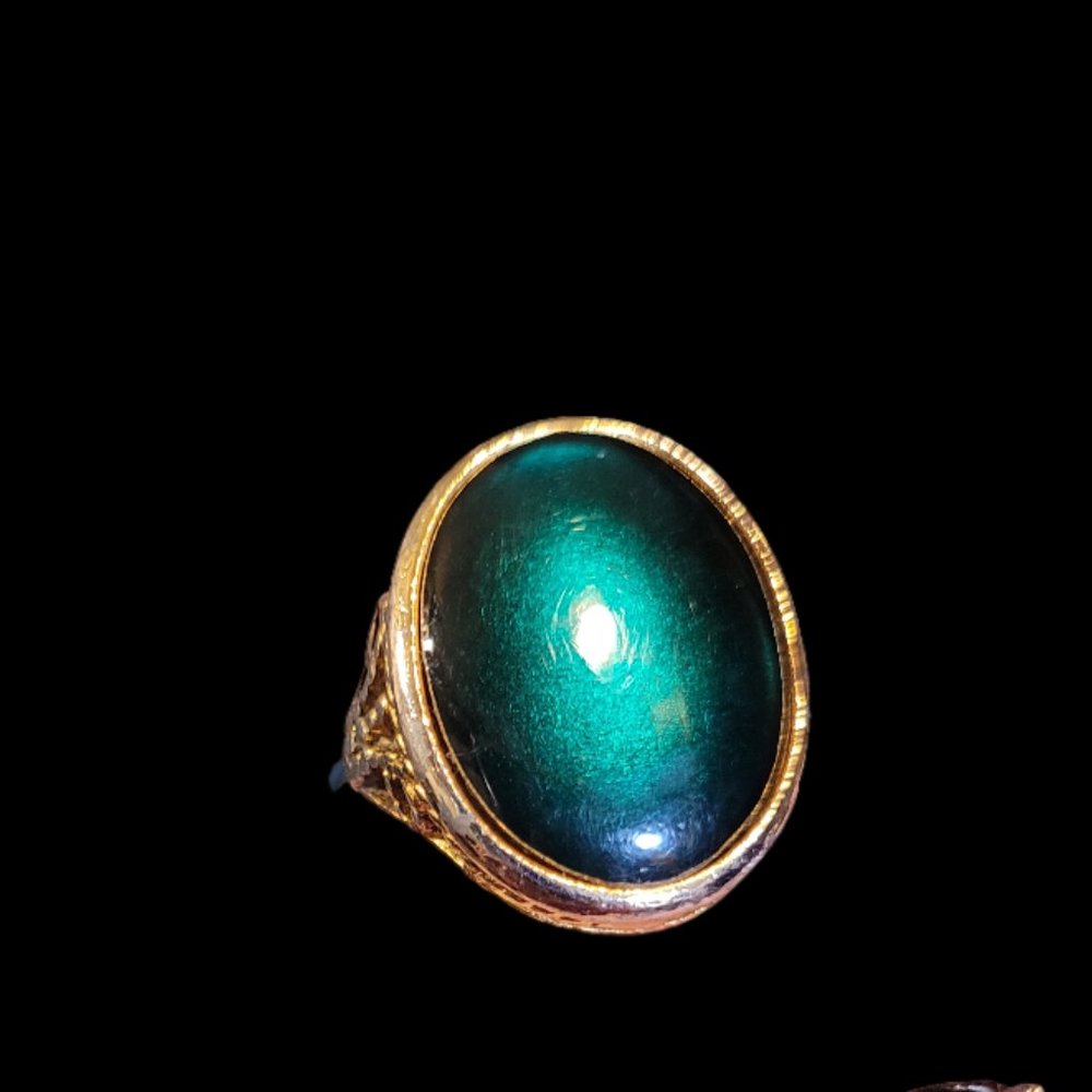 Etsy Teal Blue Breen Resin Oval Ring Adjustable Size 7, 7.5 and Size 8